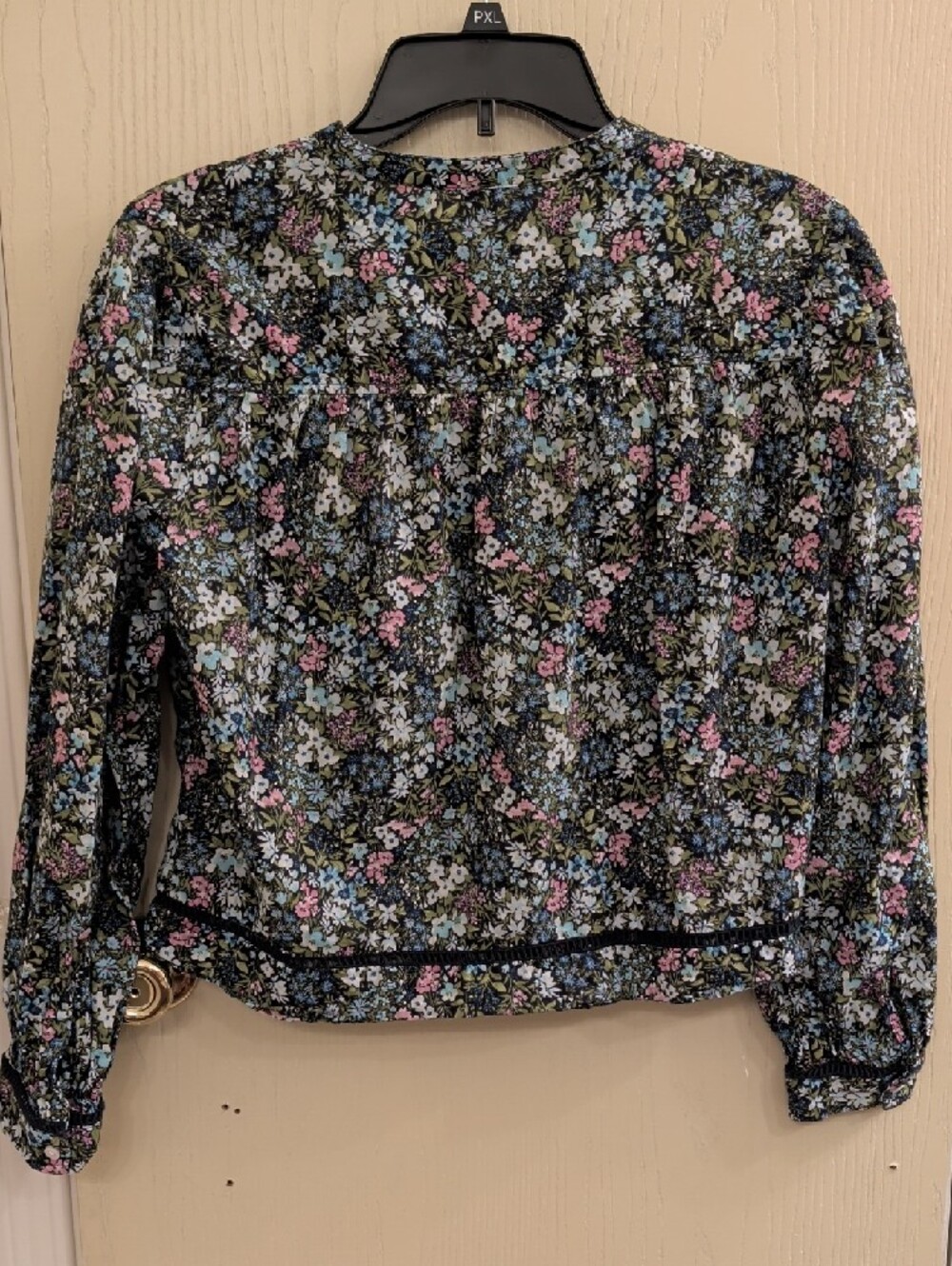 Old Navy Floral Pintuck Cropped Button Down Blouse M Boho - Picture 4 of 10